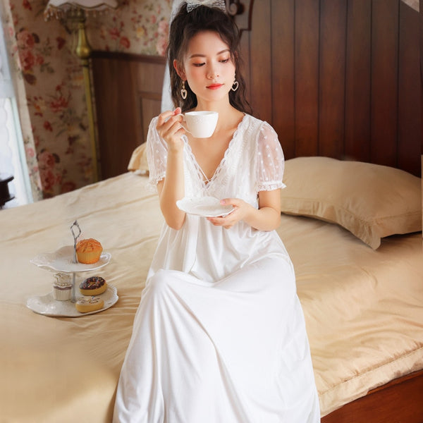 Roseheart White Women Homewear Lounge Sexy Sleepwear Night Dress Long