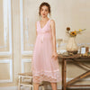 Roseheart Women Fashion Pink White Sexy Sleepwear Nightdress Lace