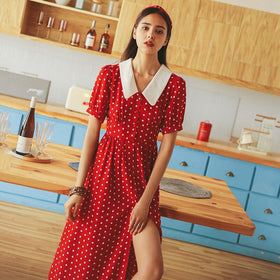 Rusttydustty 2020 women's clothing summer polkadot printing white