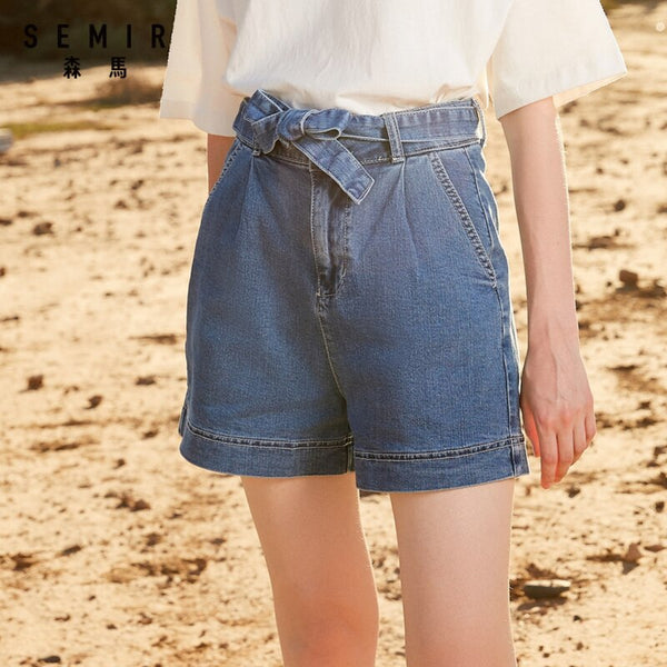 SEMIR Women denim shorts 2020 summer new thin wide leg shorts female