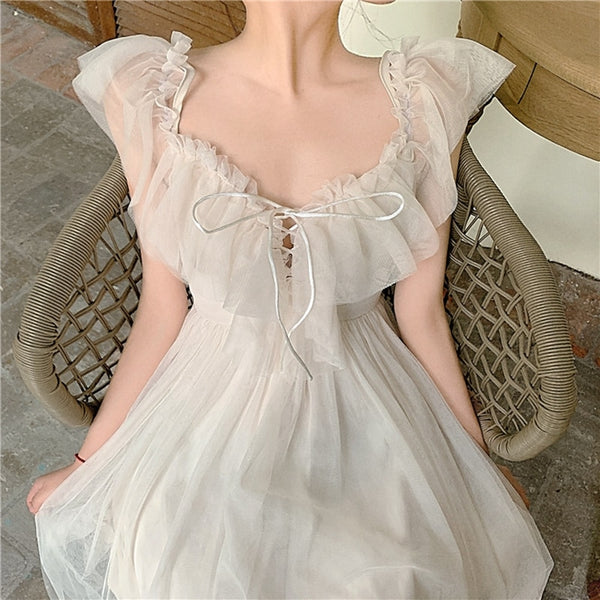 Sannian Actual Photo Of Long Sling Dress With Lace Sunscreen In Soft