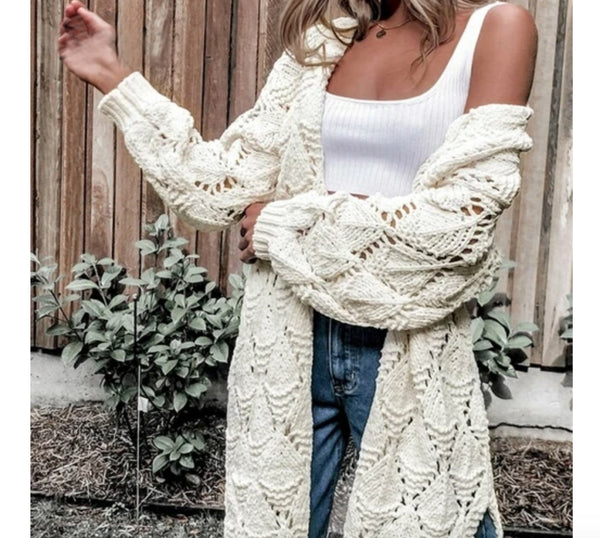 Soft Long White Cardigan