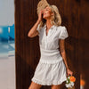 White Cotton Puff Sleeve Summer Dress