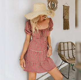 Vintage Plaid French Summer Dress