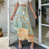 Ruffled Tassel Floral Long Skirt