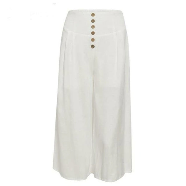 White High Waist Wide Leg Pants