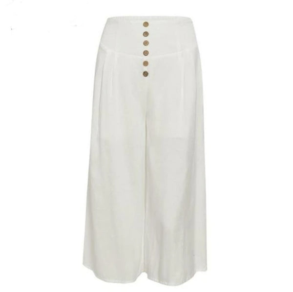 White High Waist Wide Leg Pants