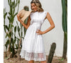 Ruffle Lace White Dress