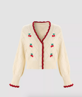Sweet Cherry Knitted Cardigan