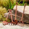 Set of 4pcs Miniature Garden Tools Rusty Metal Crafts Pixies Gnomes