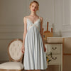 Sexy Romantic V neck Blue Lace Nightgowns Women's Sleeveless Sleepwear