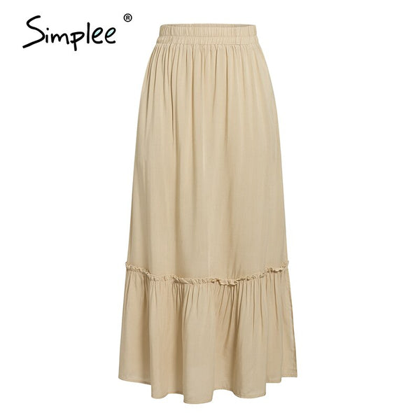 Ruffled Cotton Skirt High Waist