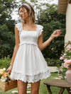 Simplee Cotton smock sleeveless women summer dress white Holiday