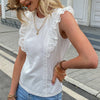 Elegant Ruffled Cotton T-shirt