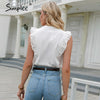 Elegant Ruffled Cotton T-shirt