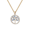 Small Round Tree of Life Pendant Necklace For Women Blue Clear Cubic