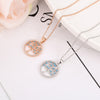 Small Round Tree of Life Pendant Necklace For Women Blue Clear Cubic