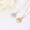 Small Round Tree of Life Pendant Necklace For Women Blue Clear Cubic