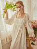 Soft White Cotton Women's Long Nightgowns Long Sleeve Elegant Autumn