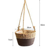 Straw Hanging Planter Basket