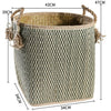 Straw woven drum shaped laundry basket with hemp rope handle toy