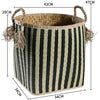 Straw woven drum shaped laundry basket with hemp rope handle toy