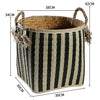 Straw woven drum shaped laundry basket with hemp rope handle toy