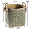 Straw woven drum shaped laundry basket with hemp rope handle toy