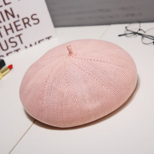 Summer Beret Hats For Women Flat Cap Knit 100% Cotton