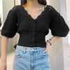 Summer Casual Knitwear Sweater Puff Sleeve 2021 New Hollow Out Crochet