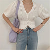 Summer Casual Knitwear Sweater Puff Sleeve 2021 New Hollow Out Crochet