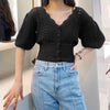 Summer Casual Knitwear Sweater Puff Sleeve 2021 New Hollow Out Crochet