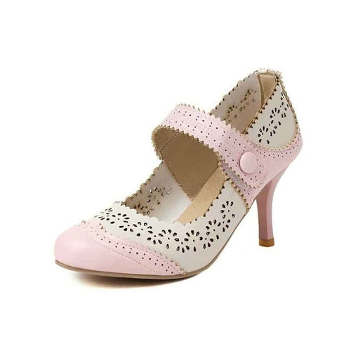 Summer Fashion Thin High Heels Shoes New Arrival Retro Fretwork Mary