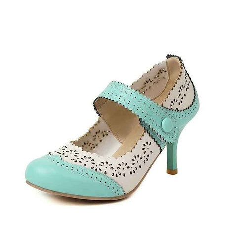 Summer Fashion Thin High Heels Shoes New Arrival Retro Fretwork Mary