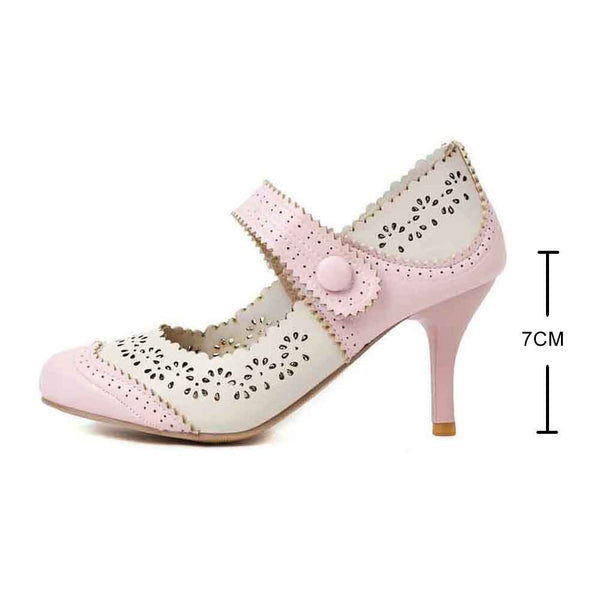 Summer Fashion Thin High Heels Shoes New Arrival Retro Fretwork Mary