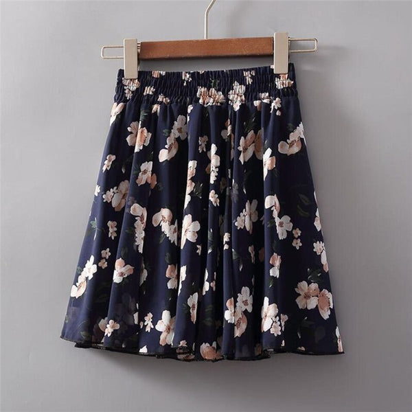 Summer Korean Women High Waist Chiffon Mini Skirt Sweet Ladies Elastic