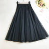 Summer Mesh Women Pleated Skirt Solid High Waist A Line Tulle Skirts