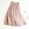 Summer Mesh Women Pleated Skirt Solid High Waist A Line Tulle Skirts