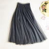 Summer Mesh Women Pleated Skirt Solid High Waist A Line Tulle Skirts