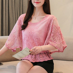 Summer Top Fashion Womens Tops and Blouses Ladies Tops Lace White