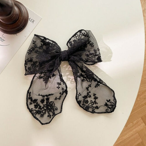 Summer Vacation Lace Hair Clip Black White Bow Knot Hair Barrettes For