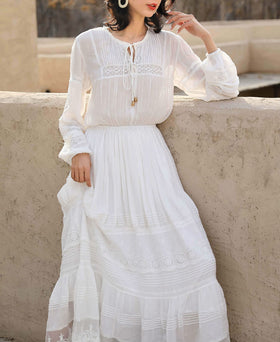Vintage White Cotton Maxi Dress
