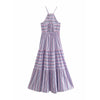 TRAF Za Stripe Slip Women Dress 2021 Summer Elegant Ruched Sleeveless