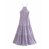 TRAF Za Stripe Slip Women Dress 2021 Summer Elegant Ruched Sleeveless