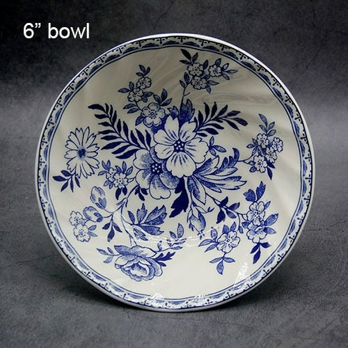 The Blue And White Dinner Set Elegant English Style Dinner Ware