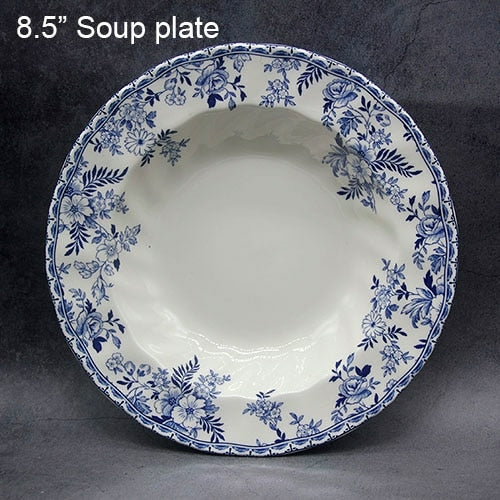 The Blue And White Dinner Set Elegant English Style Dinner Ware