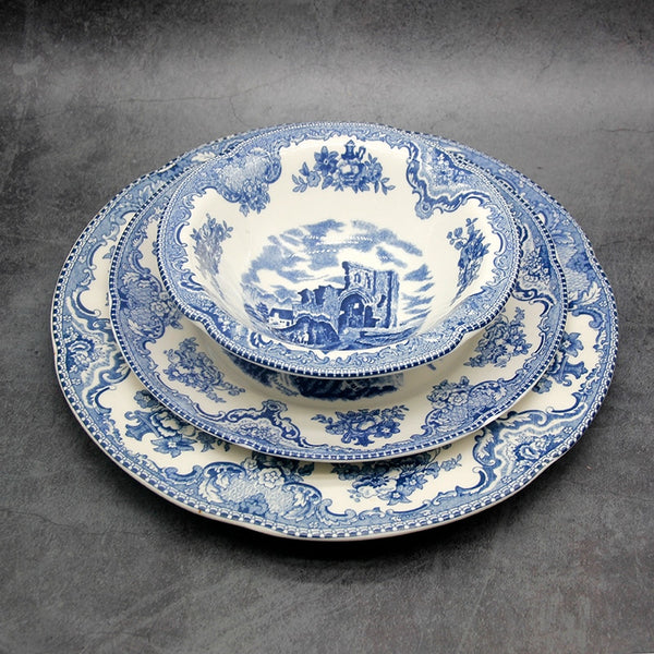 The Blue Britain Castles  Dinner Set European Style Dinner Ware