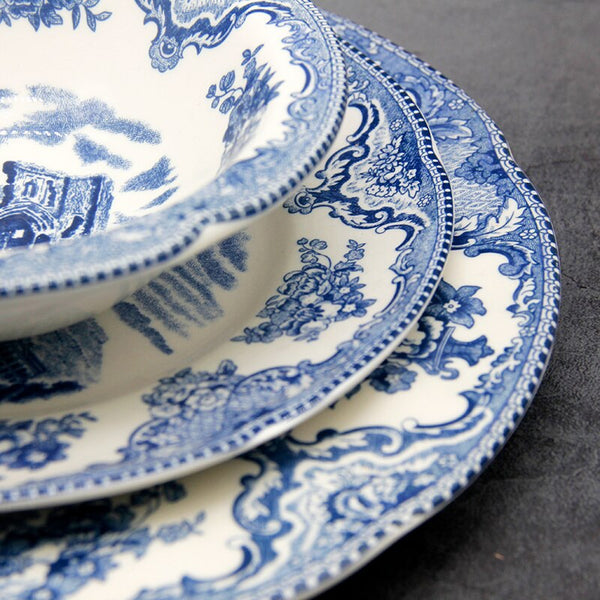 The Blue Britain Castles  Dinner Set European Style Dinner Ware