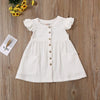 Toddler Kid Baby Girl Summer Dress Ruffles Sleeves Cotton Linen Party