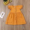 Toddler Kid Baby Girl Summer Dress Ruffles Sleeves Cotton Linen Party